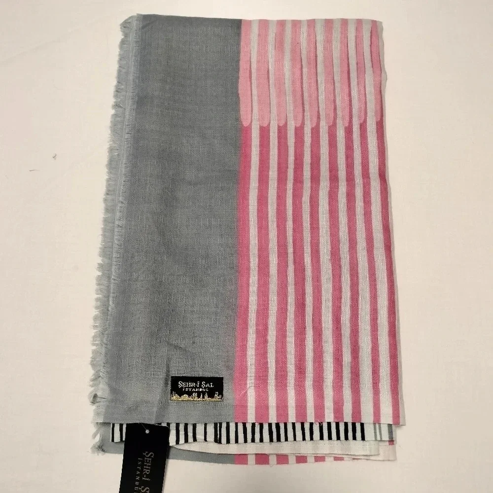 NWT Sher-i Sal Turkish Semi Sheer Frayed Edges Multifunctional Scarf Wrap 483